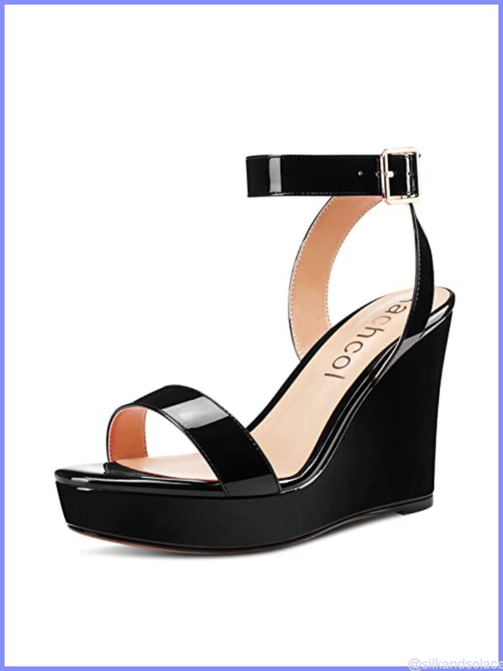 Aachcol Women Platform Wedge Sandals Round Peep Toe Ankle Strap Slingback
